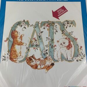 Vintage‎ ColorLooks Full Color Iron On CATS Gold Glitter Transfer #56083 1992